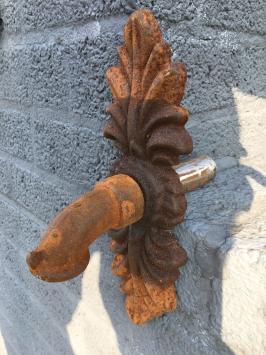 Waterspuwer voor muur fontein, rozet + Doppelblatt, Cast Iron - Roest